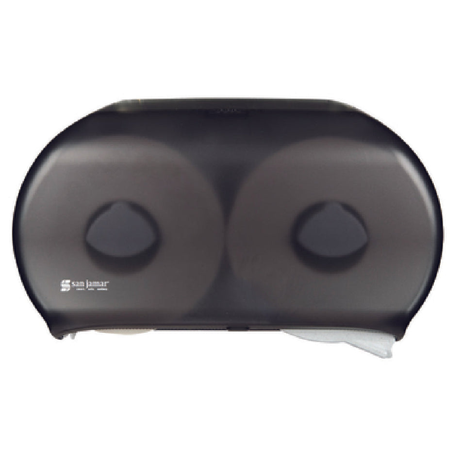 Carlisle R4000TBK 19 Inch Toilet Tissue Dispenser with Full Swing Cover Plastic Translucent Black Pearl