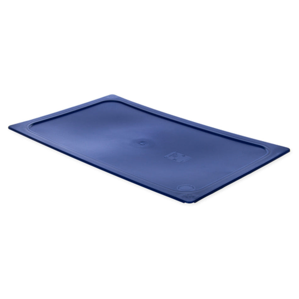 Carlisle 10212B60 Food Pan Cover Full Size Solid Rounded Rim Blue Polyethylene