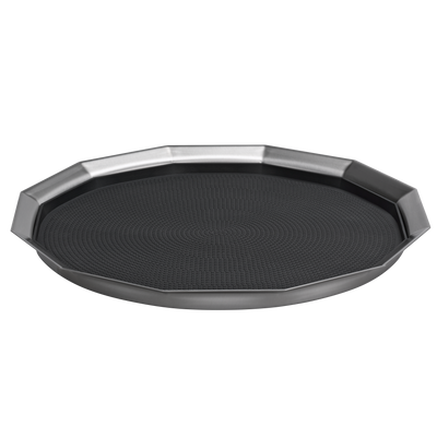 12-Sided 16 in. Large Non-Slip Serving Tray in Brushed Stainless