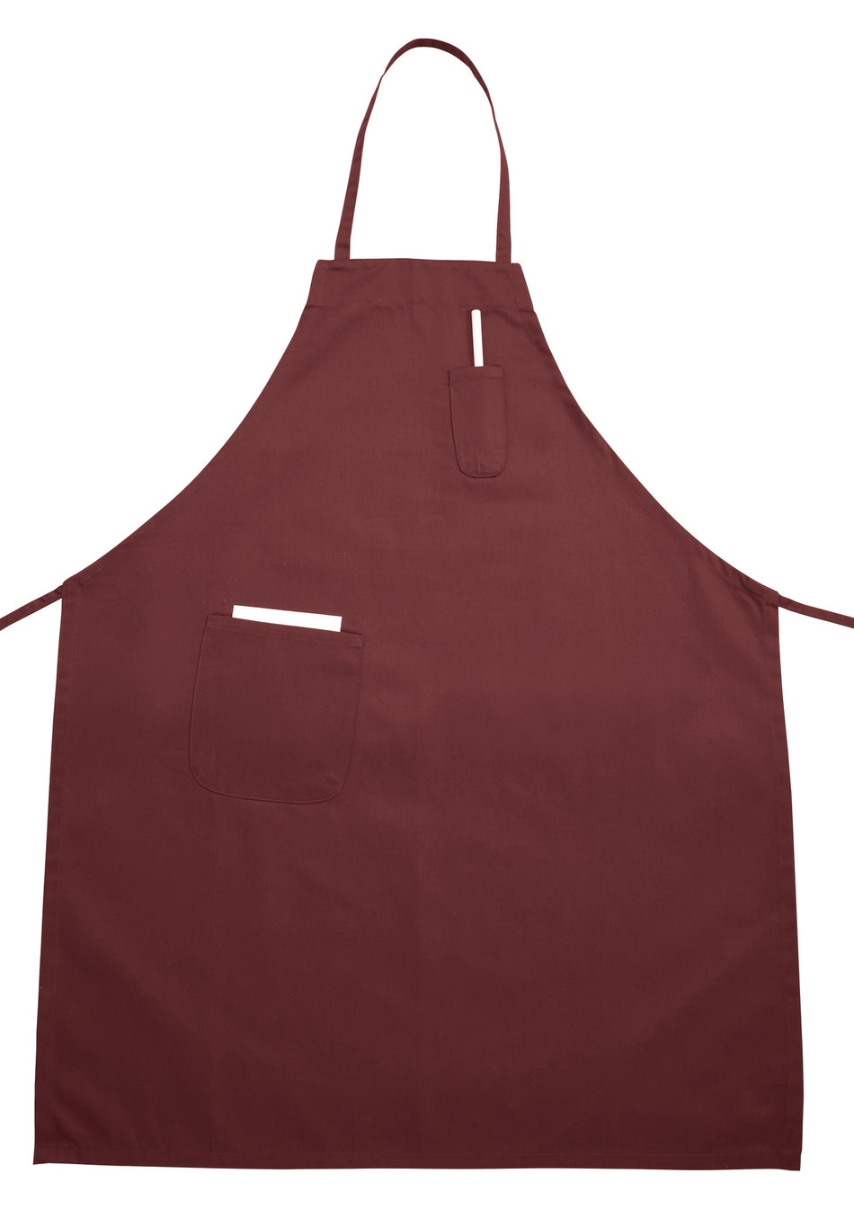 Winco BA-PBG 33 Inch Full-length Bib Apron with 2 Pockets Burgundy Poly-cotton
