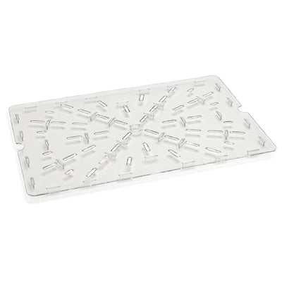 Carlisle 1062907 26 Inch Food Pan Drain Tray Notched Footed Clear Polycarbonate