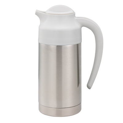 Service Ideas SteelVac 0.7 Liter Creamer - Vacuum Insulated Steel Base Brushed Stainless White