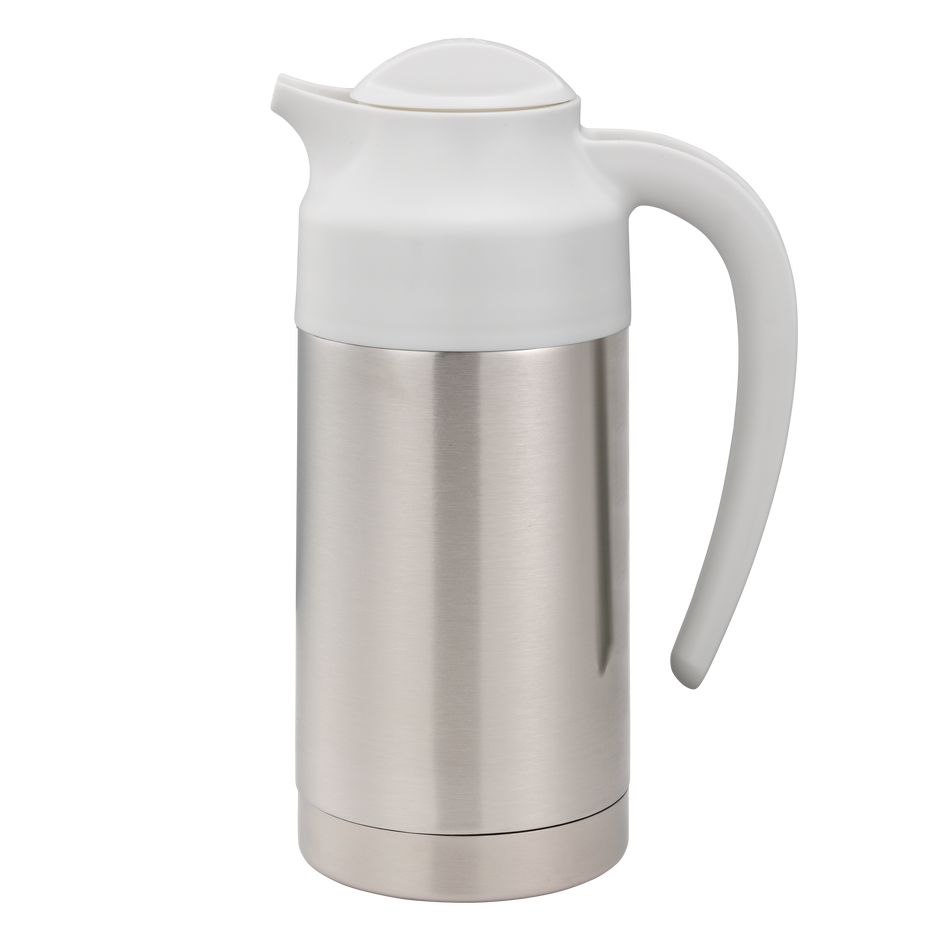 Service Ideas SteelVac 0.7 Liter Creamer - Vacuum Insulated Steel Base Brushed Stainless White