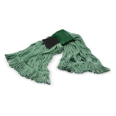 Carlisle 369418S09 Medium Looped-end Wet Mop Head with Scrubber Cotton Blend Green