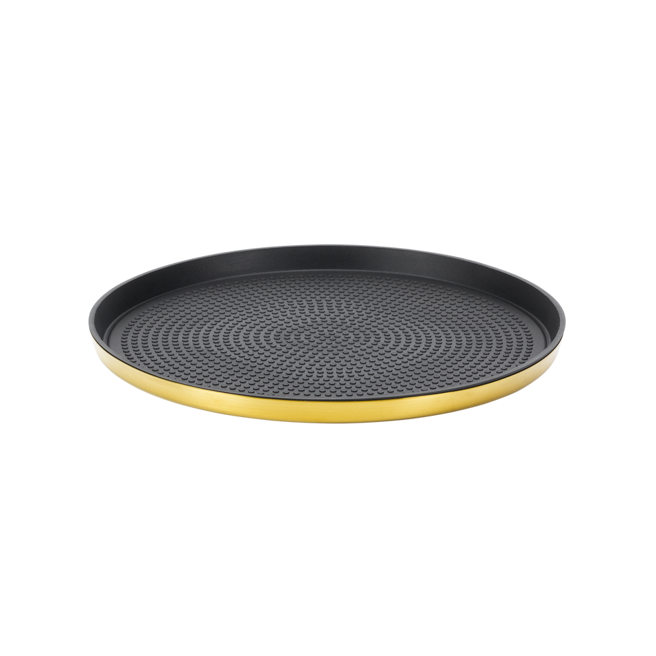Modern Edge Small 9" Round Serving Tray in Vintage Gold