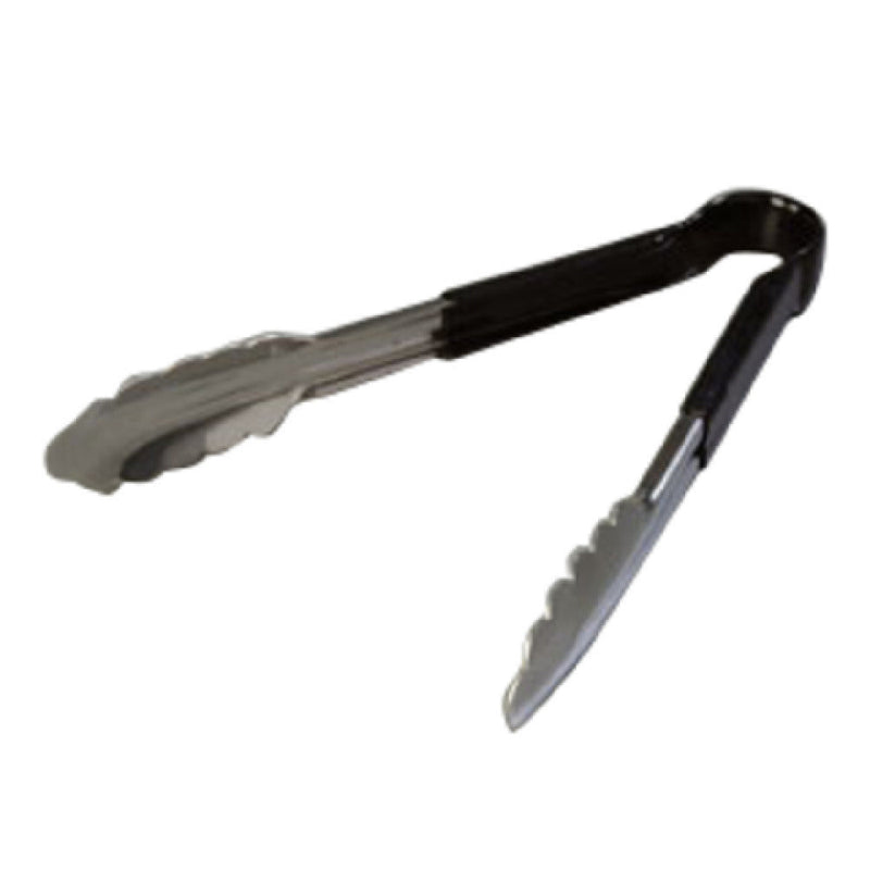 Carlisle 60756003 9-1/2 Inch One-piece Utility Tongs Black Dura-Kool Vinyl Handle Stainless Steel