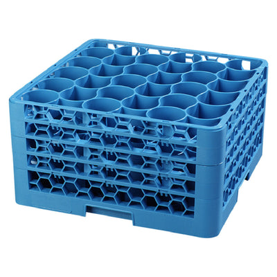 Carlisle RW30-314 19 Inch Full Size Dishwasher Glass Rack with 30 Rounded Compartments Blue Polypropylene