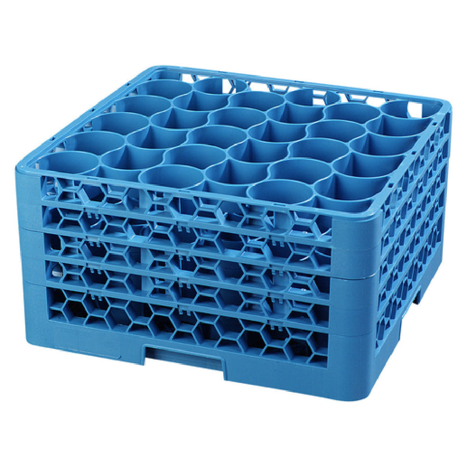Carlisle RW30-314 19 Inch Full Size Dishwasher Glass Rack with 30 Rounded Compartments Blue Polypropylene