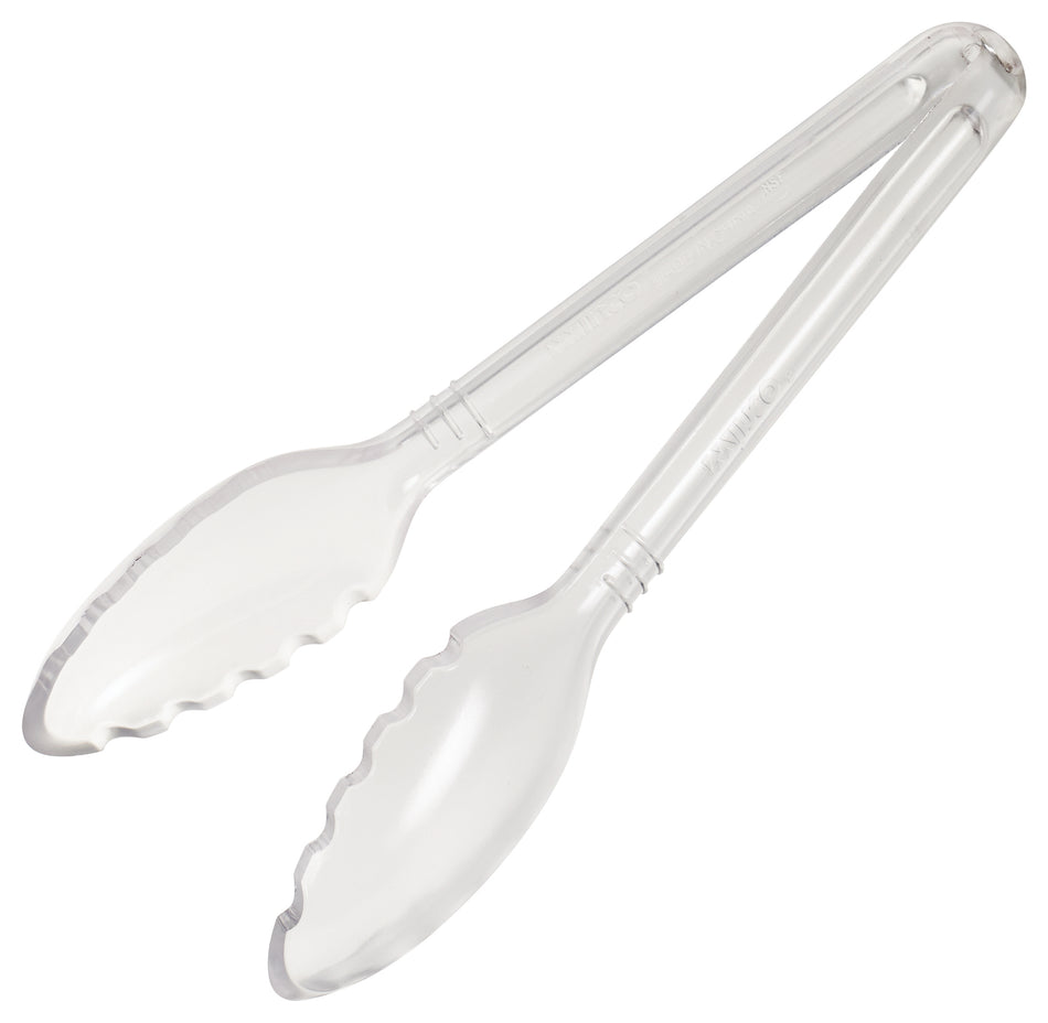 Winco CVST-9C 9 Inch Serving Tong Clear Polycarbonate Heat Resistant