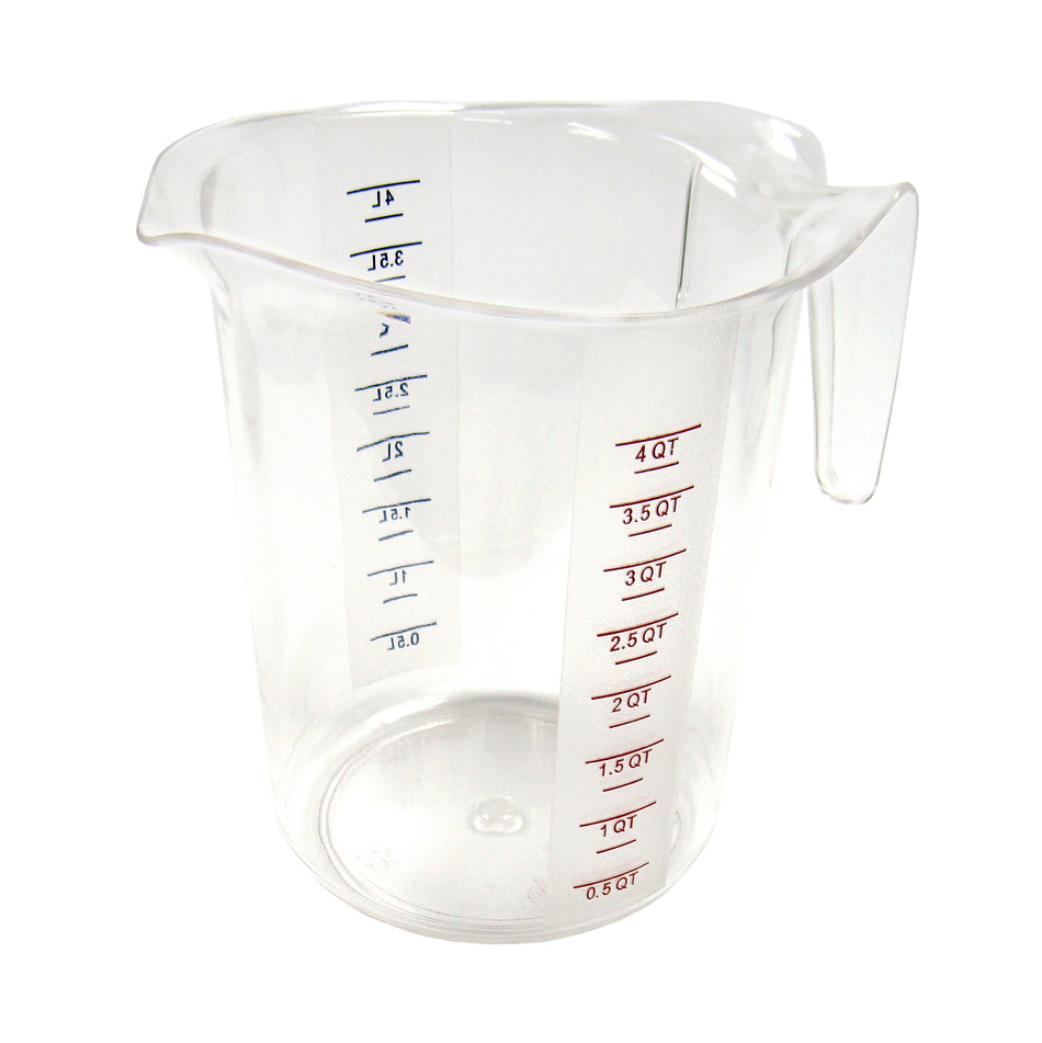 Winco PMCP-400 4 Quart Measuring Cup Polycarbonate with Red and Blue Markings