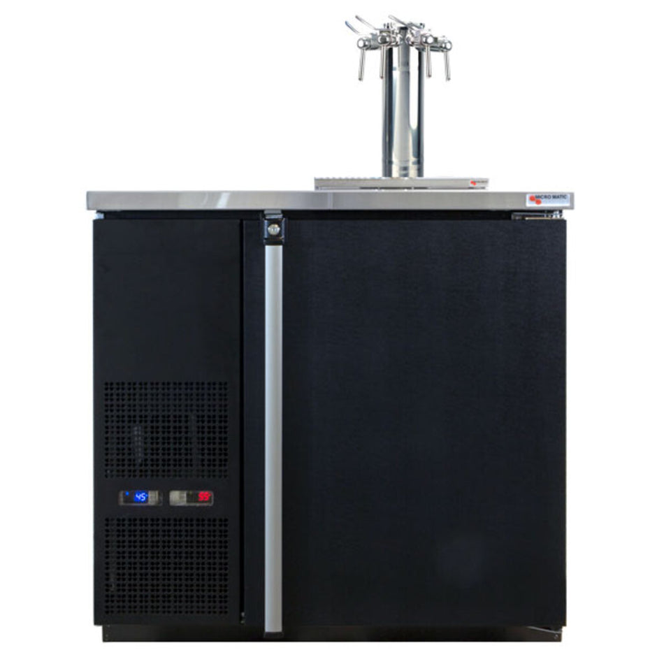 Micro Matic MDD36W-E-C 36 3/4" Dual Zone Wine Dispenser w/ (4) 1/6 Size Keg Capacity - (1) Column & (4) Taps, Black, 115v