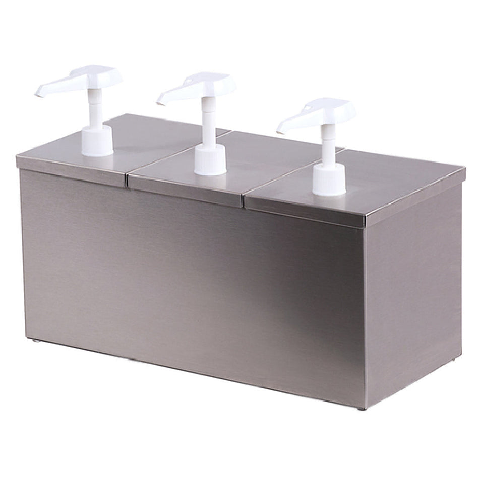 Carlisle 38623IB 15-7/8 Inch Condiment Dispenser Pump Style Stainless Steel with Insulated Triple Unit
