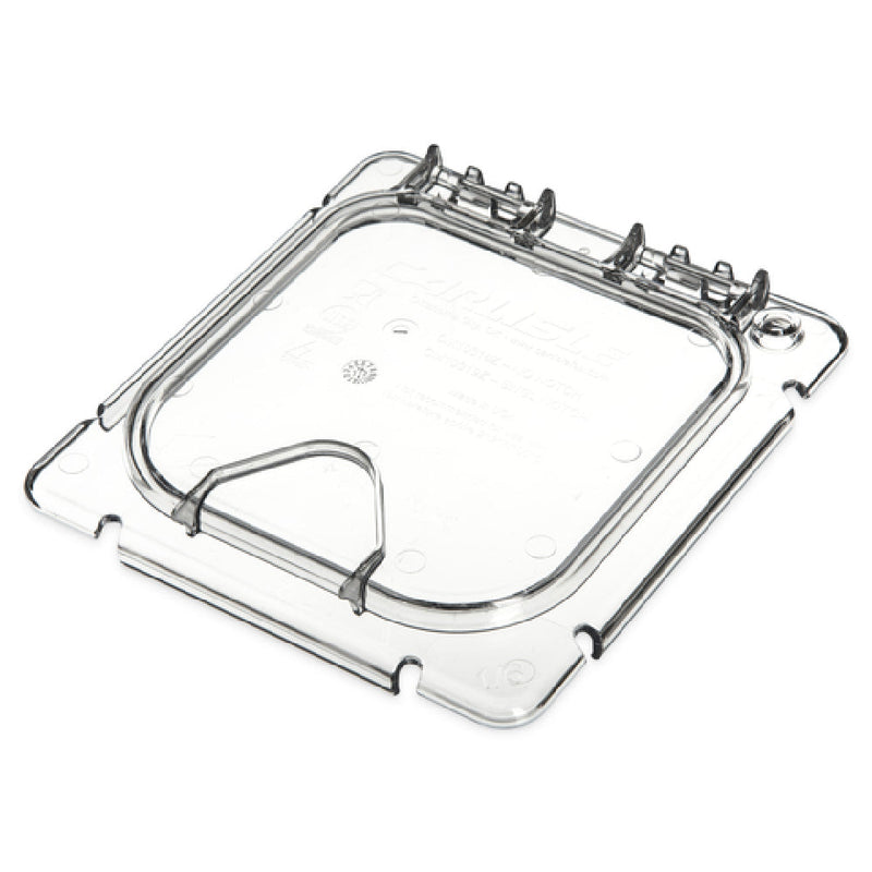Carlisle CM10318Z07 1/6 Size Lid with Handle and Peg Hole Clear Polycarbonate