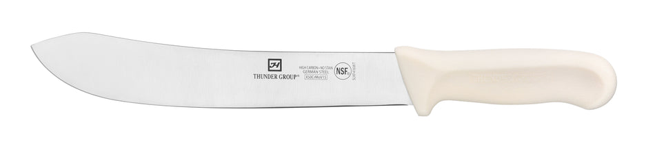 Butcher Knife, 10" Blade,  White Polypropylene Handles, German Steel, NSF