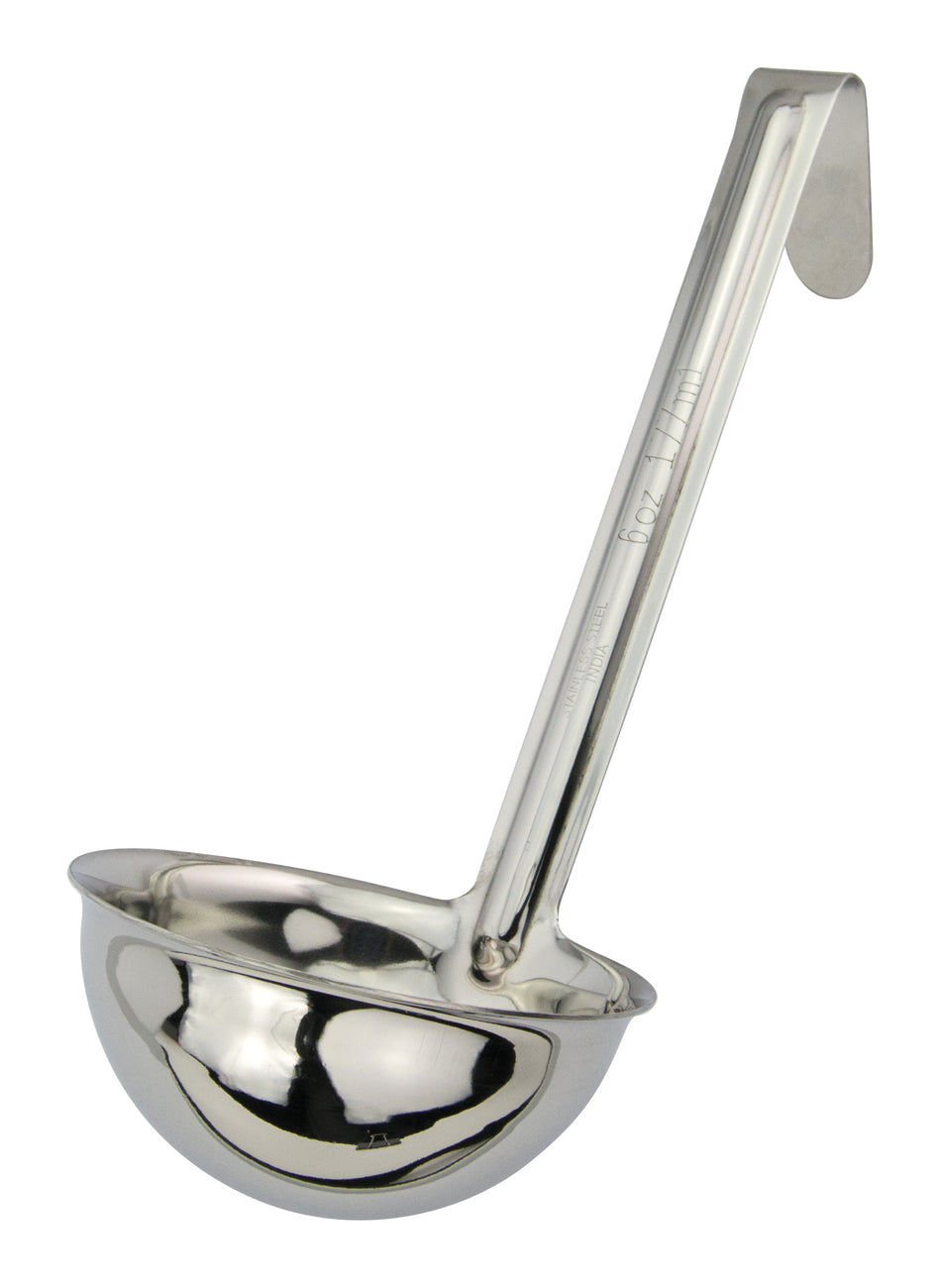 Winco LDI-60SH One-Piece Stainless Steel Ladle with 6" Handle - 6 oz