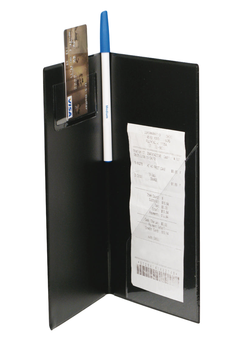 Winco 10" Professional Guest Check Presenter - Grooved Spine Black