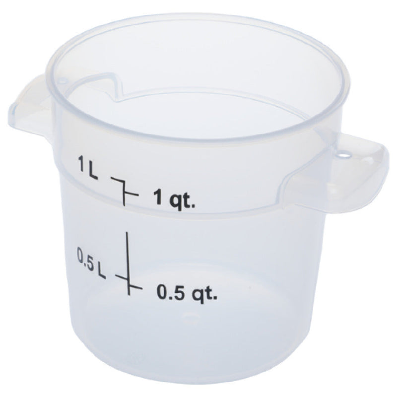 Carlisle 1096130 1 Quart Round Food Storage Container with Handles Polypropylene Clear