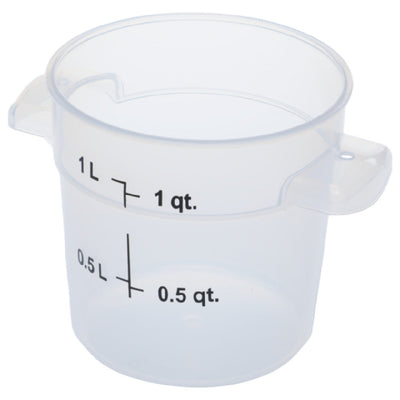 Carlisle 1096130 1 Quart Round Food Storage Container with Handles Polypropylene Clear