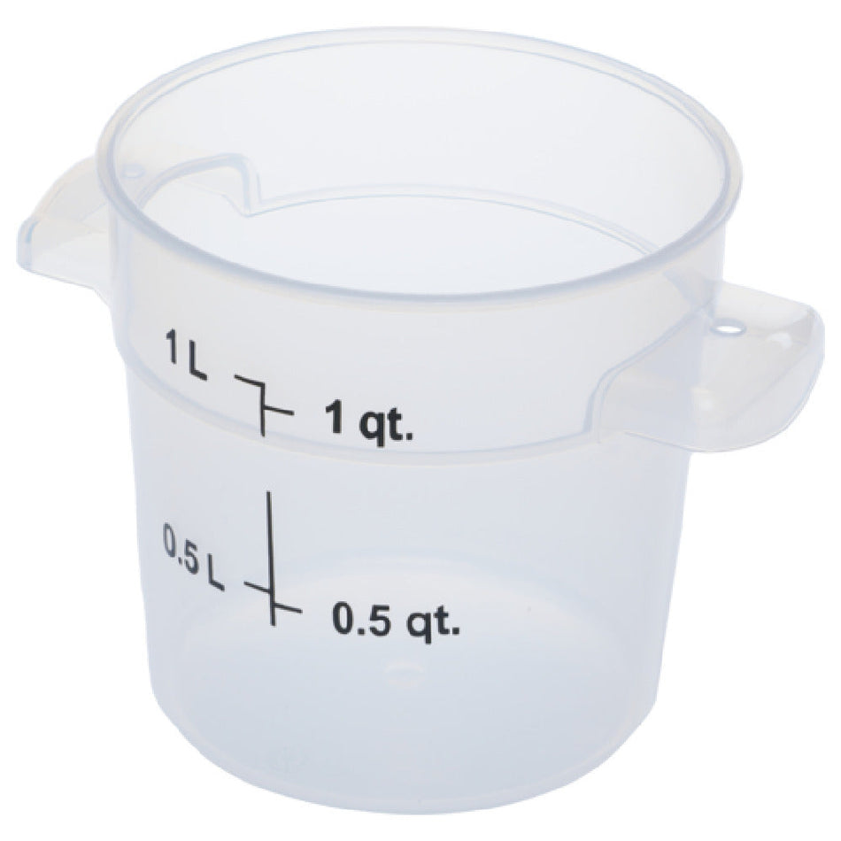 Carlisle 1096130 1 Quart Round Food Storage Container with Handles Polypropylene Clear