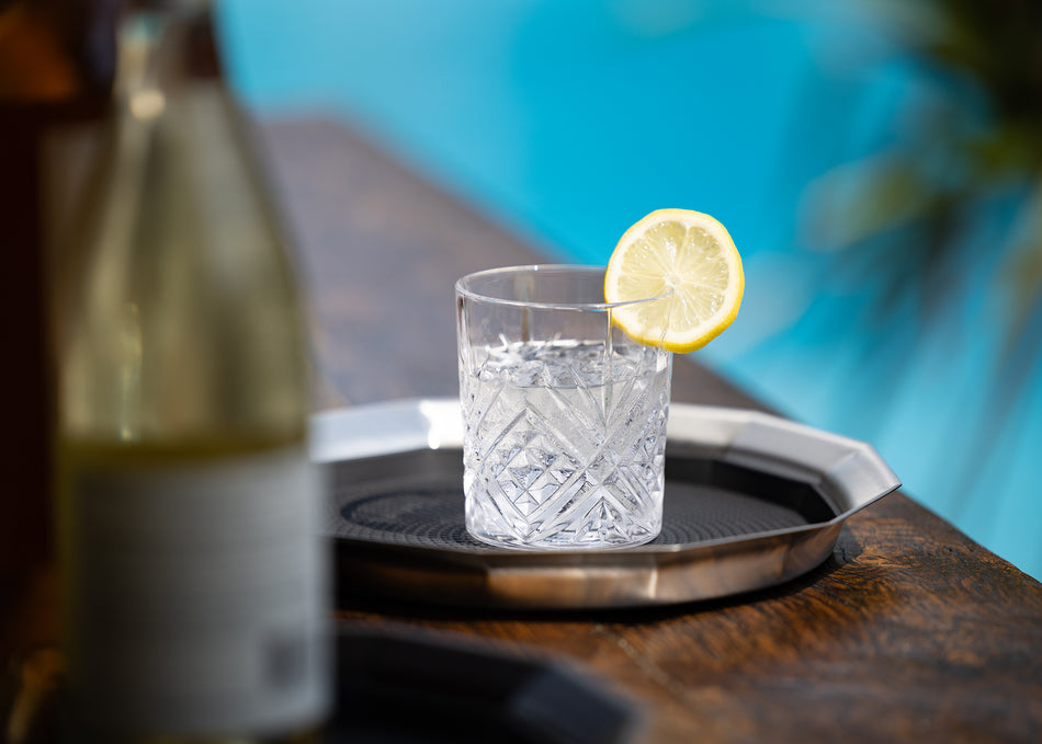 12-Sided 11 in. Small Non-Slip Serving Tray in Brushed Stainless