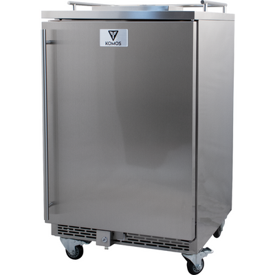 KOMOS® Pro Stainless Steel Outdoor Kegerator | Build Your Own | Fan Cooled Stainless Tower | Digital Thermostat | Undercounter Built-In | Heavy Duty Casters | Fits 1 Half Barrel Keg or 3 Corny Kegs