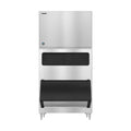Hoshizaki KM-1601SWJ3/B-1300SS 1671 lb/Day Crescent Cube Commercial Ice Machine & Ice Maker with Bin, Water Cooled, 1304 lb Storage, 208/230V