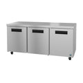 Hoshizaki UR72B 72" 3-Door Commercial Undercounter Refrigerator, Steelheart Series, 115V