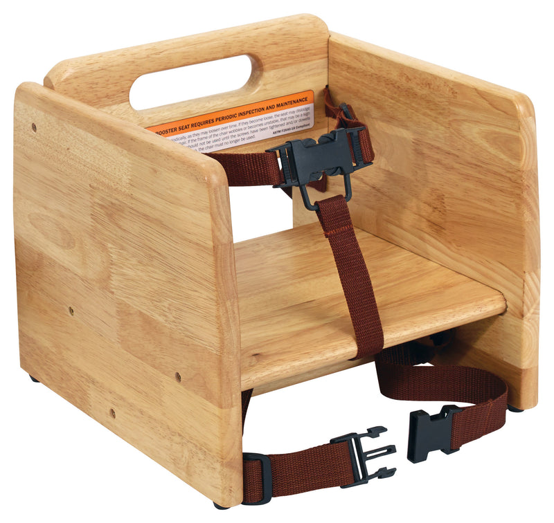 Winco CHB-701 11-3/4 Inch Stacking Booster Seat Rubberwood with Straps