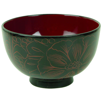 Thunder Group 45-2 10-1/2 Oz Soup Rice Bowl Wood Carved Decorative Finish