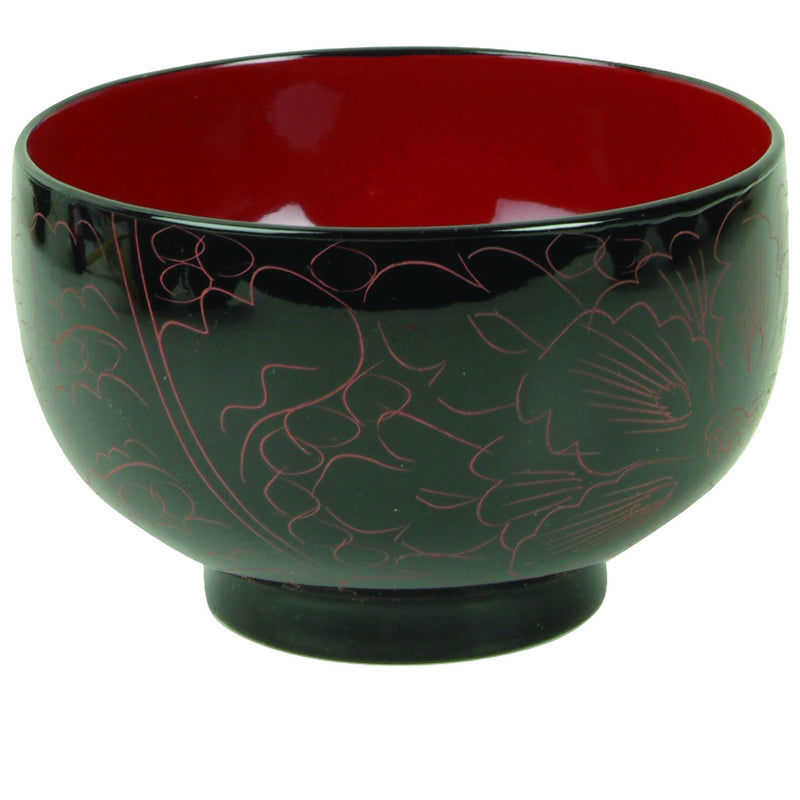 Thunder Group 45-3 9 Oz Soup Rice Bowl Decorative Wood Carved Clear Finish