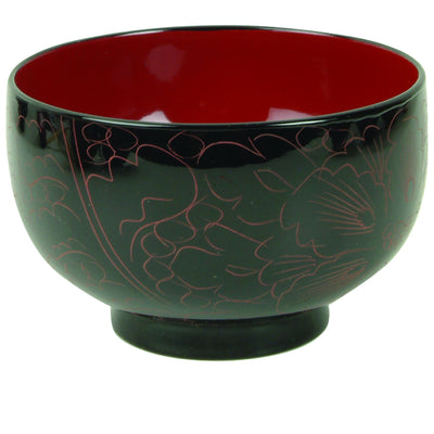 Thunder Group 45-3 9 Oz Soup Rice Bowl Decorative Wood Carved Clear Finish