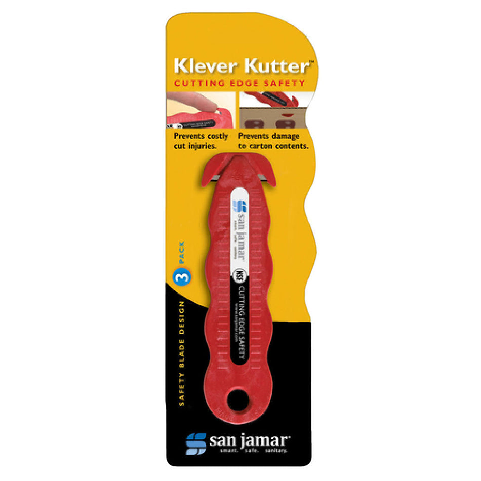 Carlisle KK403 4-1/2 Inch Box Cutter with Recessed Stainless Steel Blade Red Plastic