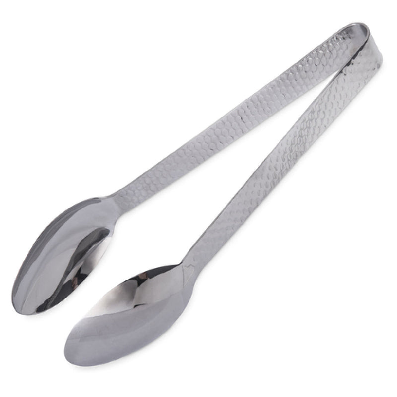 Carlisle 60210 10 Inch Terra Tongs Dishwasher Safe Stainless Steel Hammered Mirror Finish