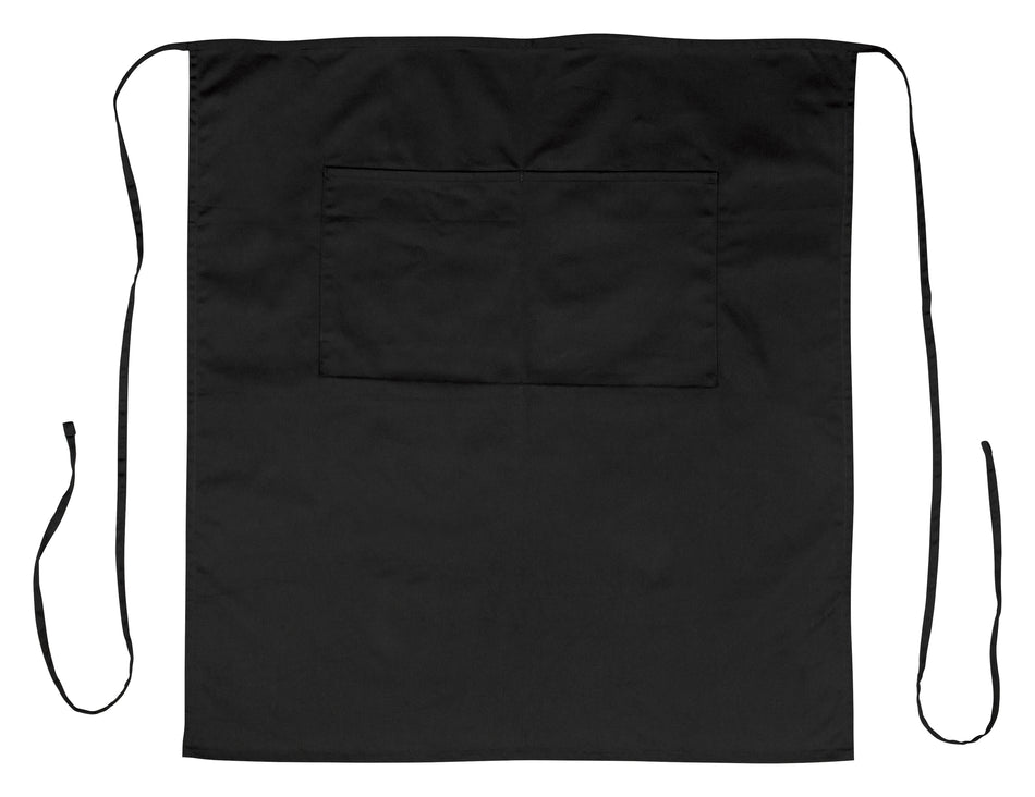 Winco WA-3129BK 32 Inch Bistro Apron with 2 Pockets Black Poly-Cotton