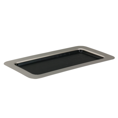 Non-Slip Removable Insert 13 in. x 7 in. Cocktail Serving Tray in Brushed Stainless