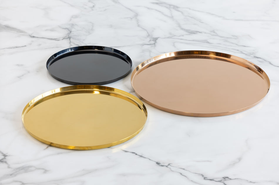 Modern Edge Small 9" Round Serving Tray in Vintage Gold