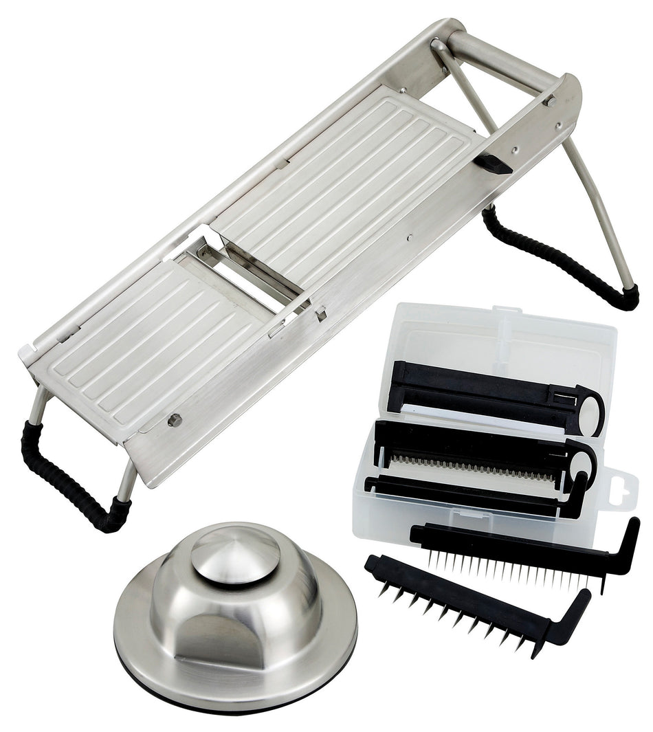 Winco MDL-15 15-1/2 Inch Mandoline Slicer Set With 5 Interchangeable Blades Stainless Steel
