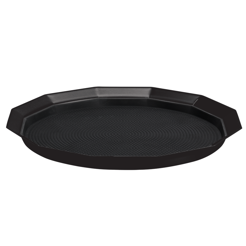 12-Sided 14 in. Medium Non-Slip Serving Tray in Black Onyx