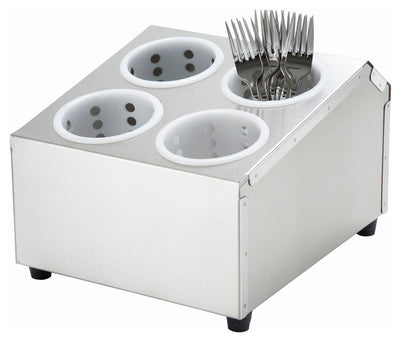 Winco FC-4H Stainless Steel 2-Tier Flatware Cylinder Holder with 4 Holes