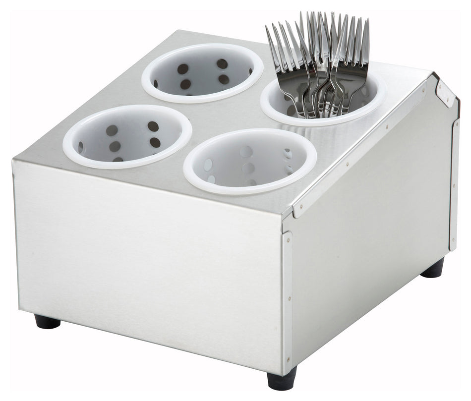 Winco FC-4H Stainless Steel 2-Tier Flatware Cylinder Holder with 4 Holes