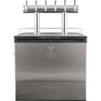 KOMOS® Double-Wide Kegerator | Stainless Double T Bar Tower - 6 Tap | Fan Cooled Stainless Tower | Digital Thermostat | Casters | Regulator | Fits 2 Half Barrel Kegs or 8 Corny Kegs