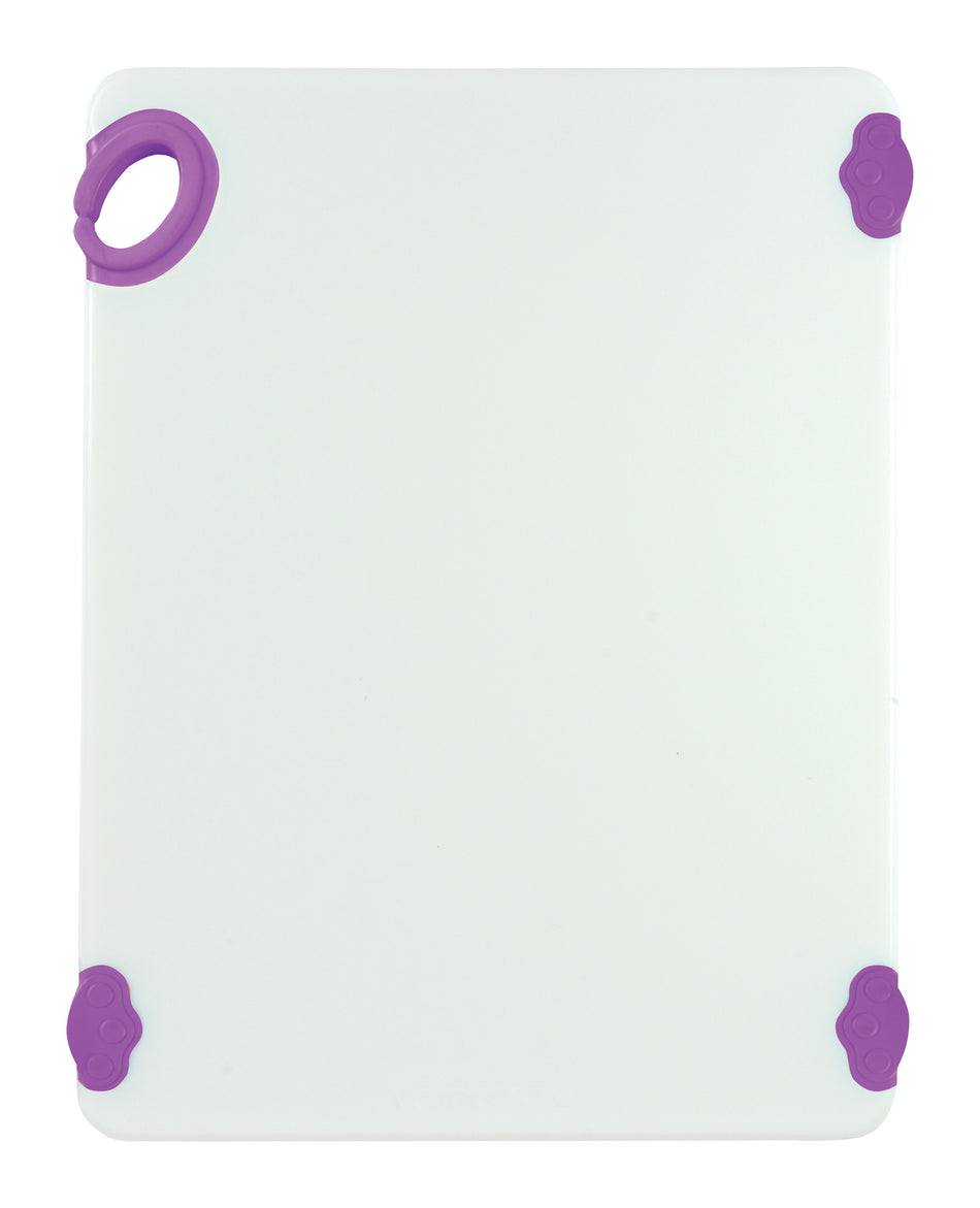 Winco CBN-1520PP 15 Inch Purple Rectangular Cutting Board with Rubber Grip Hook Co-polymer