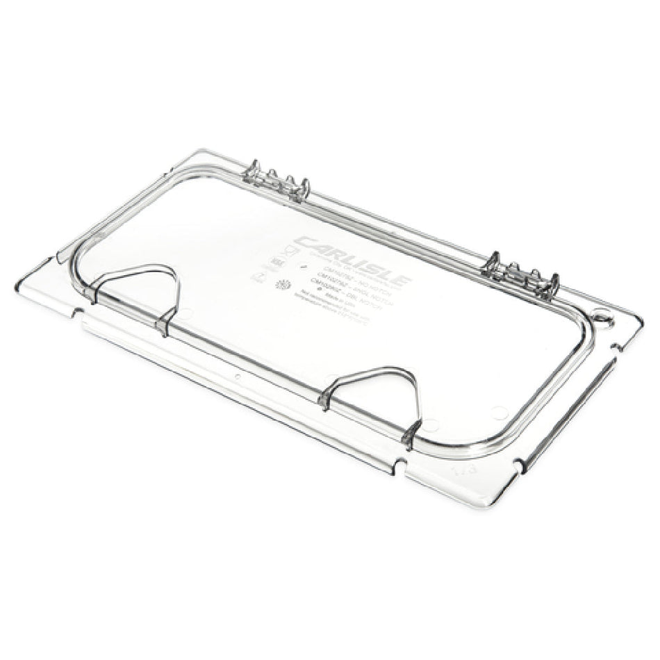 Carlisle CM10279Z07 1/3 Size Hinged Food Pan Cover Clear Polycarbonate with Handle