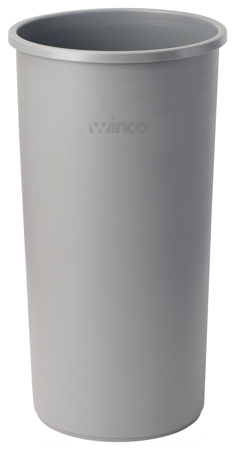 Winco PTCR-22G 16 Inch Diameter Gray Round Indoor Trash Can