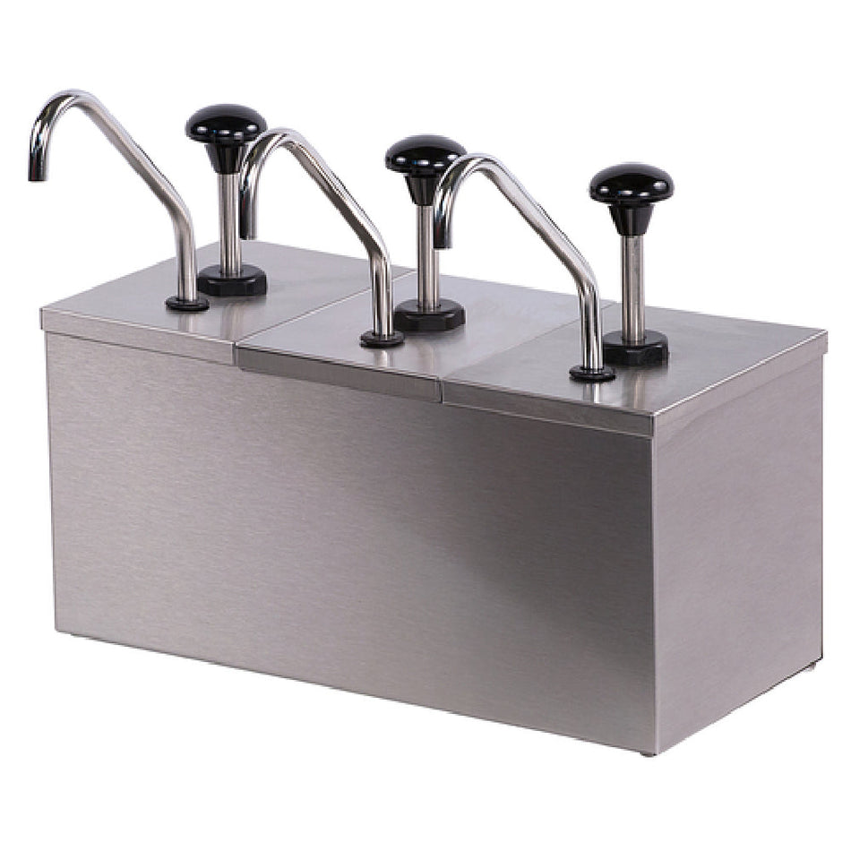 Carlisle 386230IB 15-7/8 Inch Condiment Dispenser Cooling Insulated Countertop Stainless Steel with Three Pumps