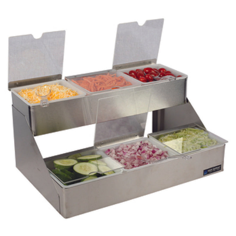 Carlisle B4706INL 18 Inch 2 Tier Stainless Steel Condiment Caddy with Inserts