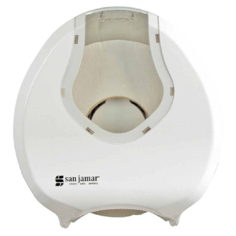 Carlisle R2070WHCL Toilet Tissue Dispenser 9 Inch Jumbo Roll Plastic White and Clear Finish