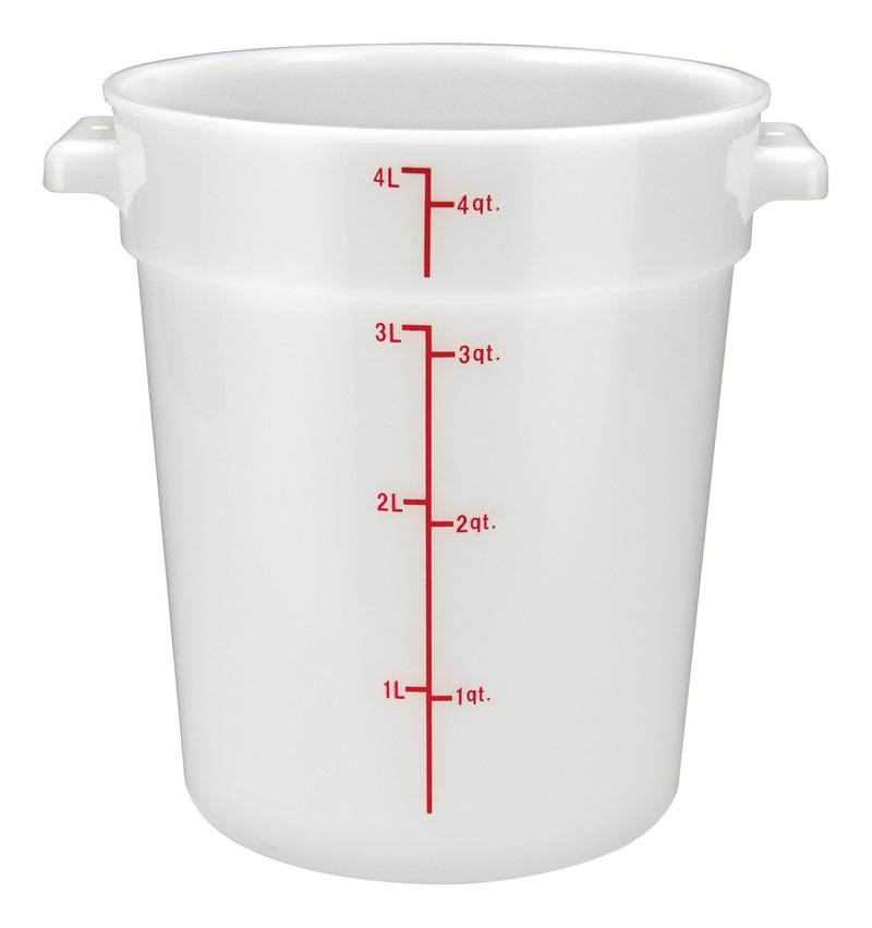 Winco PPRC-4W 4 Quart Round Food Storage Container with Handles Polypropylene White