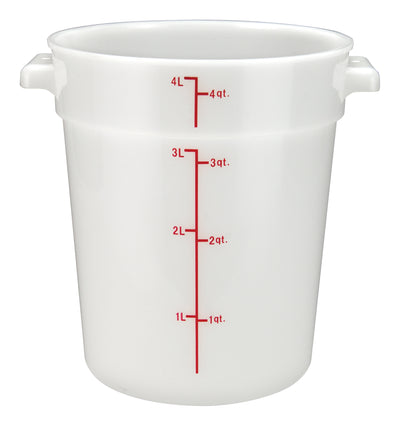 Winco PPRC-4W 4 Quart Round Food Storage Container with Handles Polypropylene White