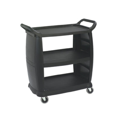 Carlisle CC203603 36 Inch Bus Cart Polypropylene Black with 3 Textured Shelves